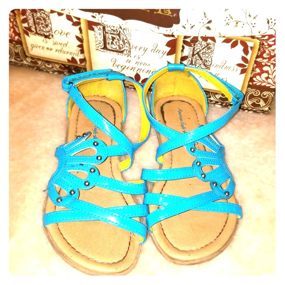 Teal American Eagle Girls Sandals